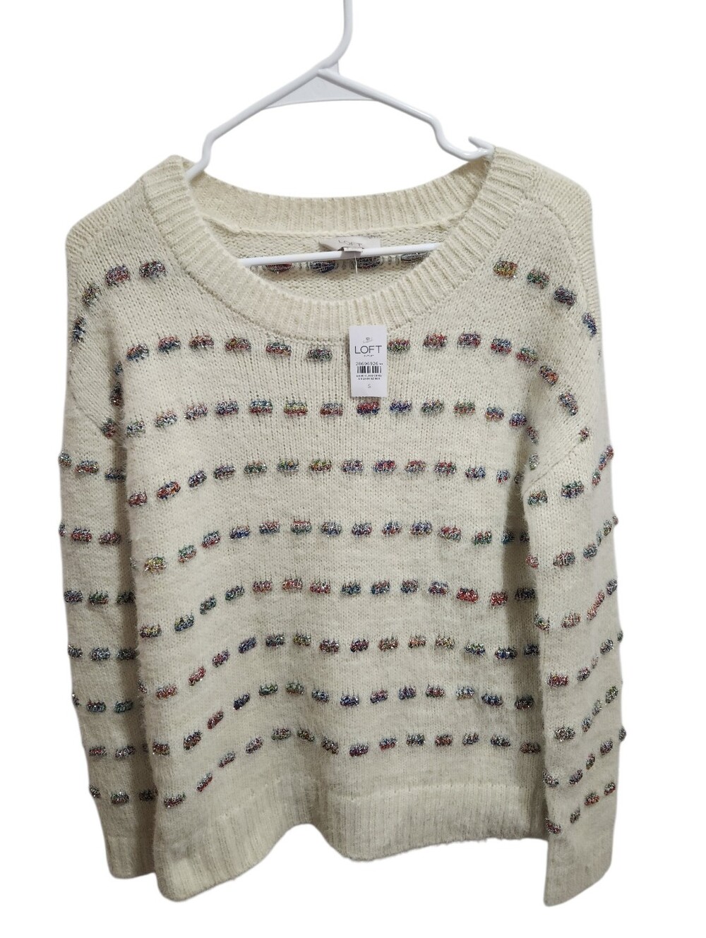Women's NWT Loft 3D Knit Sparkle Thread Embellished Sweater Size Small